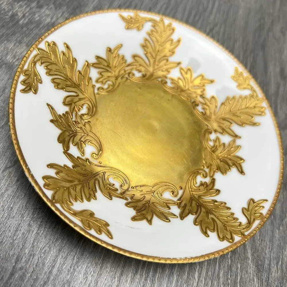 Limoges France Raphael Weill & Co San Francisco Gold Leaves Teacup & Saucer READ